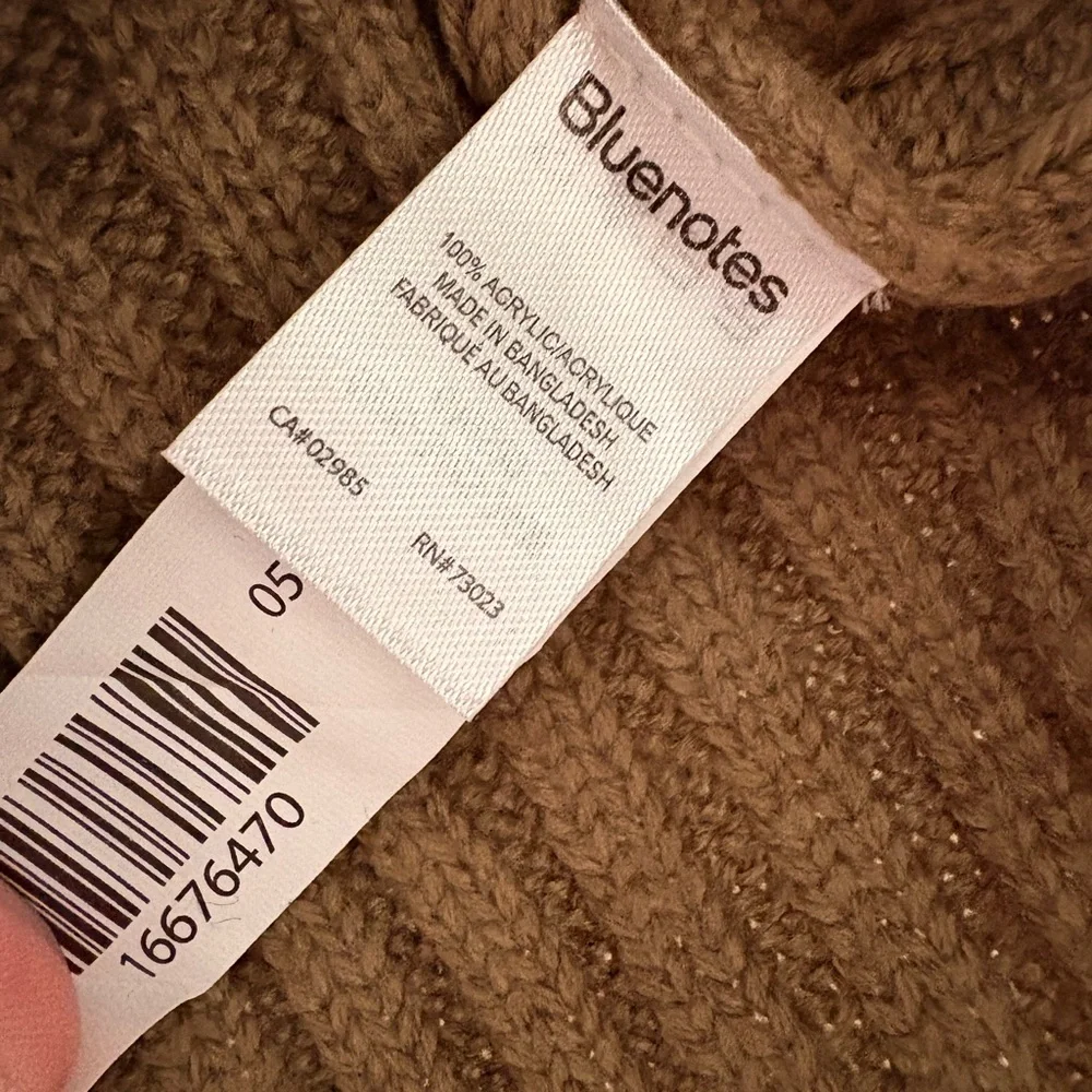 Bluenotes Ribbed Turtleneck Sweater XL Green Brown Striped Fitted Cropped Cozy - Picture 3 of 5